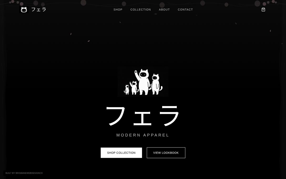Ferra Clothing website homepage