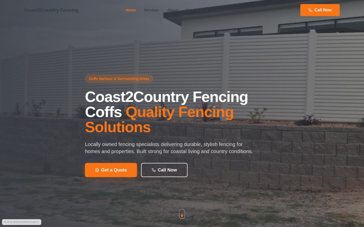 Coast 2 Country Fencing website homepage